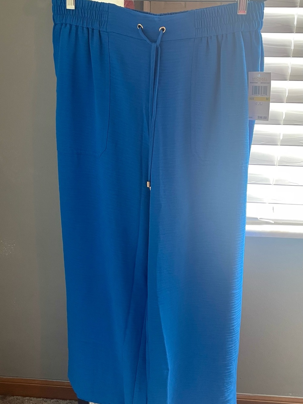 NWT Michael Kors Grecian Blue Wide-Leg Drawstring Pants with Pockets